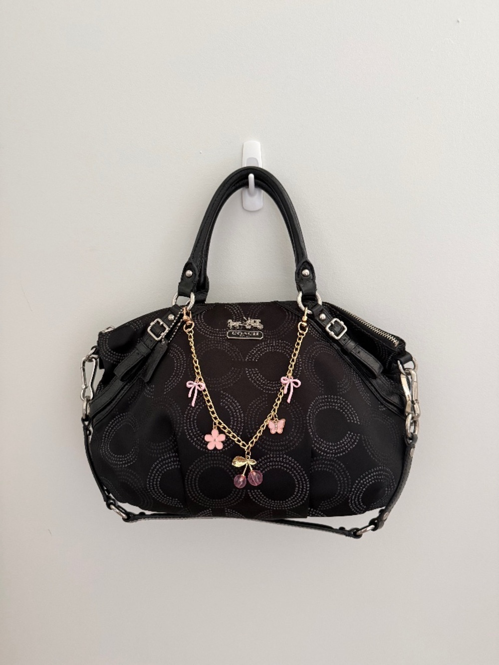 Coach Madison Dotted Op Art Sophia Black Satchel
